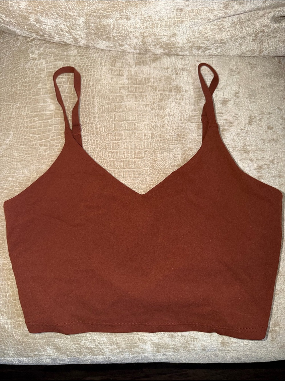 Athleta Rust-Brown Salutation V-Neck Cropped Cami S A-C Cup